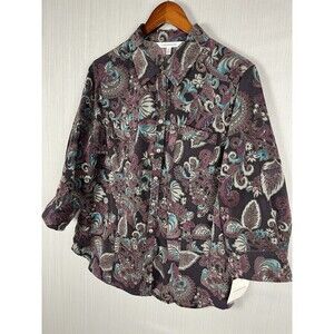 Dark Academia Button Down Croft & Barrow Romantic Preppy Paisley XL
